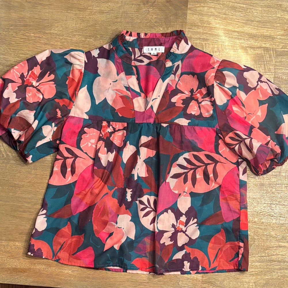THML Floral Puff Sleeve Blouse